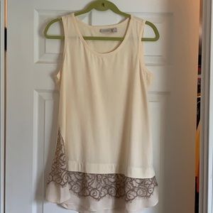 LOGO Cream Colored Tunic with Lace